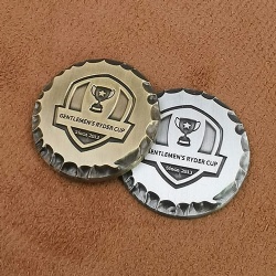Hammered edge custom logo golf ball marker