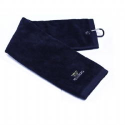 black color cotton golf towel with embroidered logo