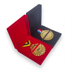 Custom gold medal with velvet gifts box