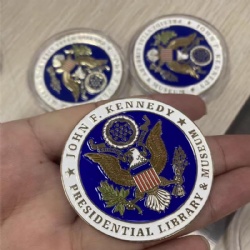 metal zinc alloy two tone plated enamel challenge coin