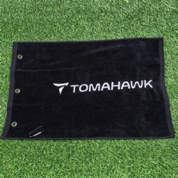 black embroidered logo cotton golf towel