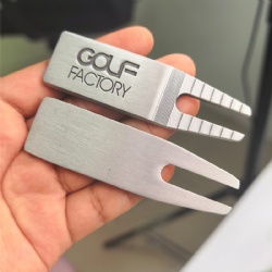anti silver engraved custom logo golf divot repair tool