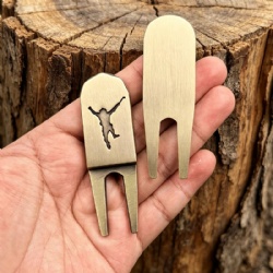 anti brass custom engraved logo golf divot pitch fork