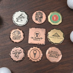 custom anti silver brass cooper golf square shape ball marker